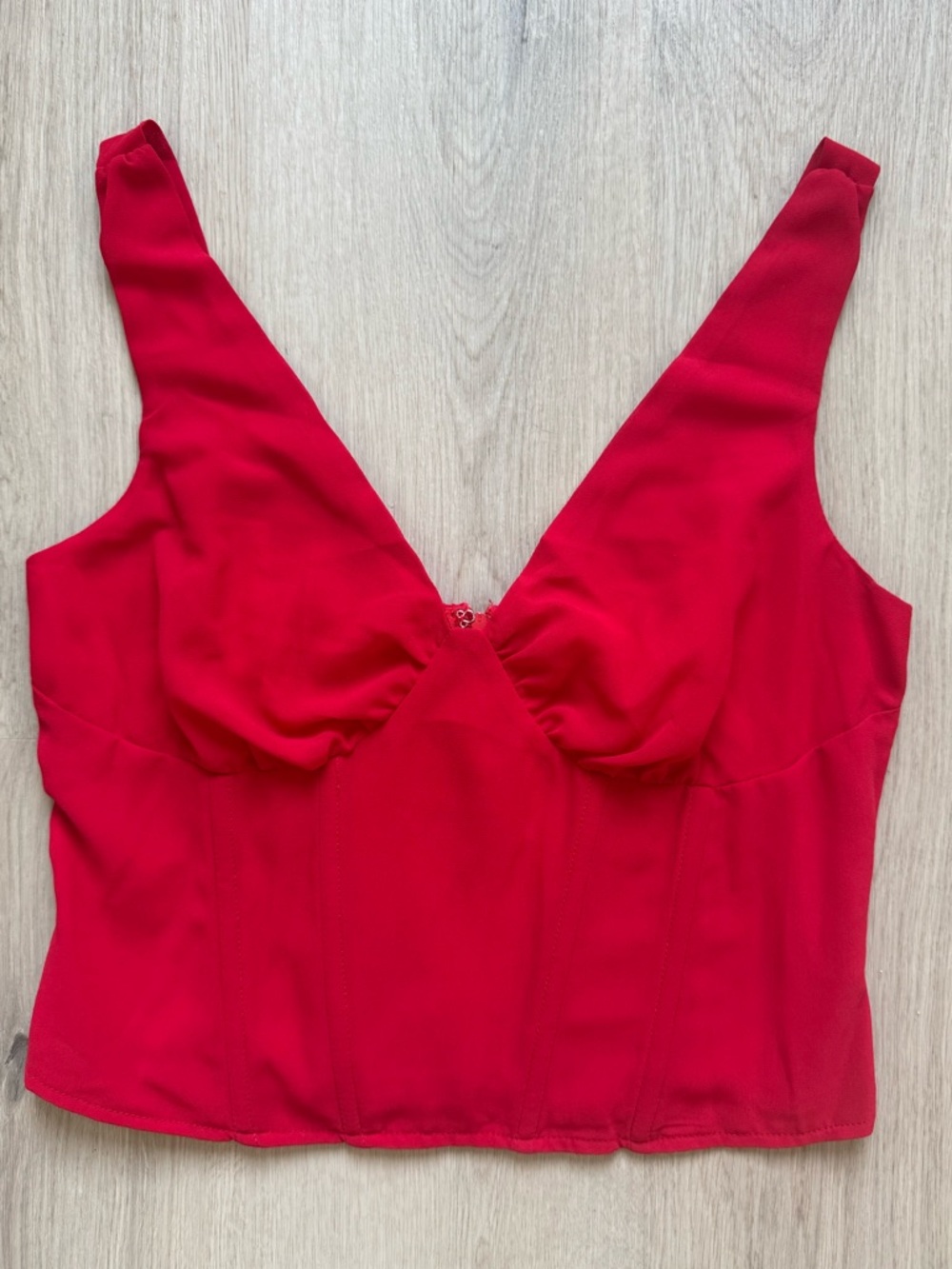 Et Clet Red Crop Corset Tank Top Size L Large